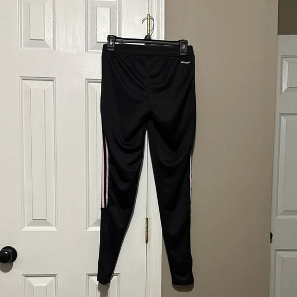 Women’s Black Adidas Tiro track pants with pink stripes. - Picture 2 of 7